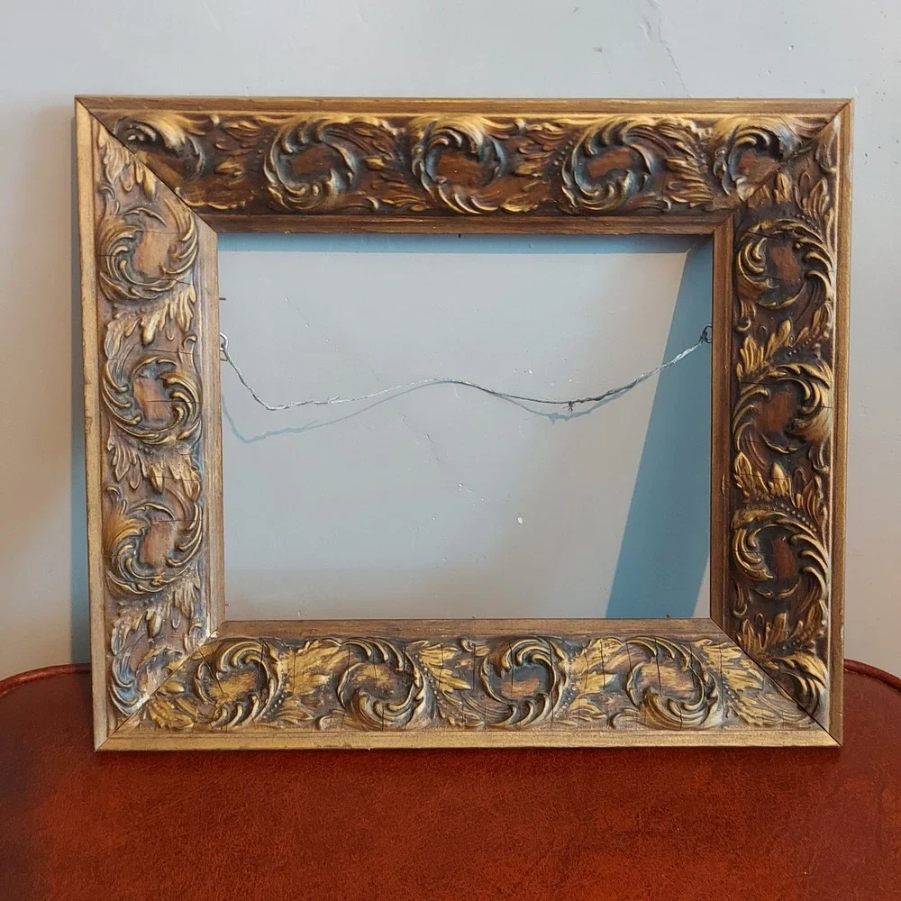 Vintage Ornate Gold Gilt Wood Frame 12x14 Baroque Acanthus Leaf Scroll Design